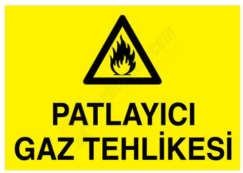 Patlayıcı Gaz Tehlikesi İş Güvenliği Levhası