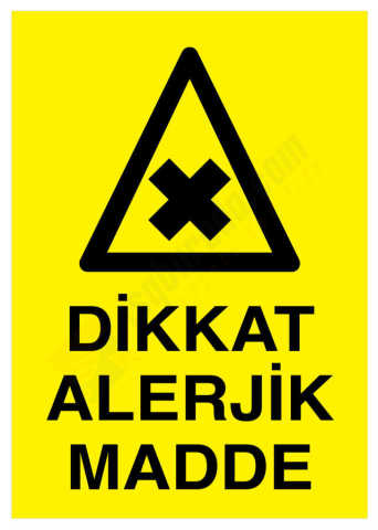 Dikkat Alerjik Madde İş Güvenliği Levhası