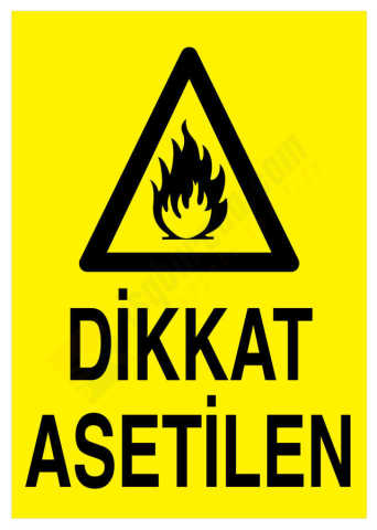 Dikkat Asetilen İş Güvenliği Levhası