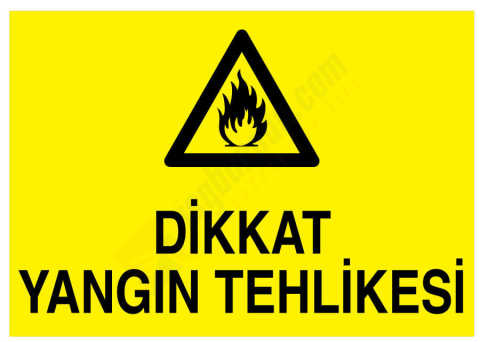 Dikkat Yangın Tehlikesi İş Güvenliği Levhası