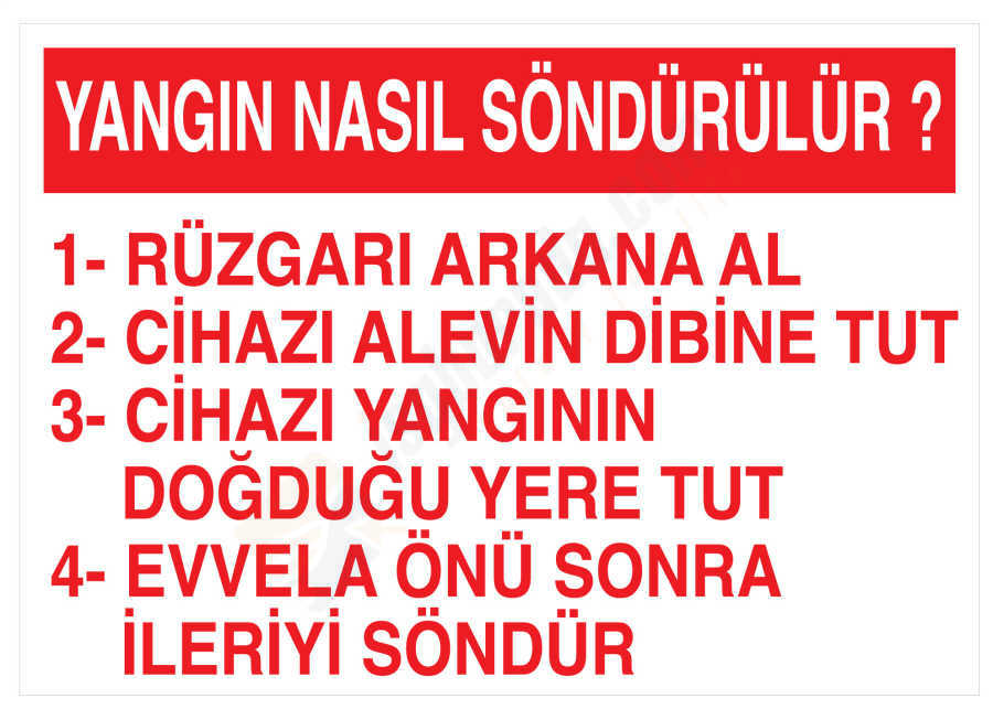 Yangın Nasıl Söndürülür İş Güvenliği Levhası
