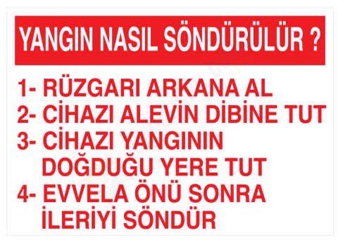 Yangın Nasıl Söndürülür İş Güvenliği Levhası