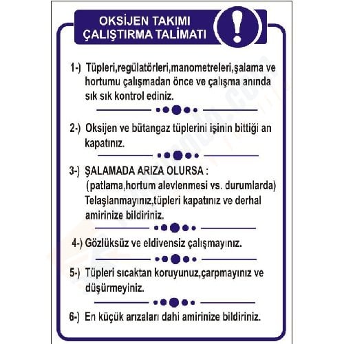 Oksijen Takımı Çalıştırma Talimatı