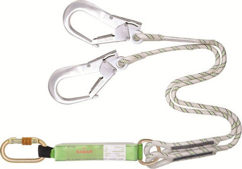 Karam KA341 A Şok Emici Çift Kollu Statik Halatlı Alüminyum Kancalı lanyard