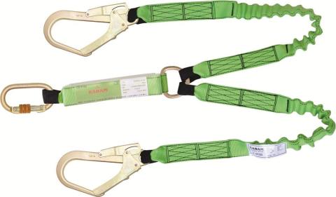Karam KA371 Şok Emici Elastik Çift Kollu Büyük Kancalı karabinalı lanyard
