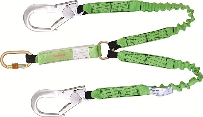 Karam KA371 A Şok Emici Elastik Çift Kollu Alüminyum Kancalı lanyard