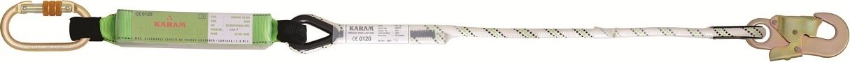 Karam KA387 Şok Emici Tek İpli Statik Halatlı Küçük Kancalı Karabinalı lanyard