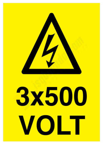 3x500 Volt İş Güvenliği Levhası