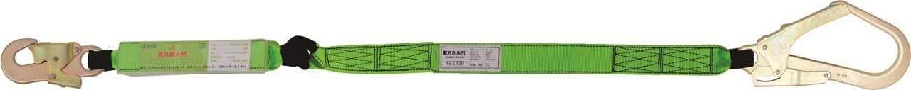 Karam KA329 Şok Emici Tek Kolon Halatlı Büyük Kancalı Küçük Kancalı lanyard