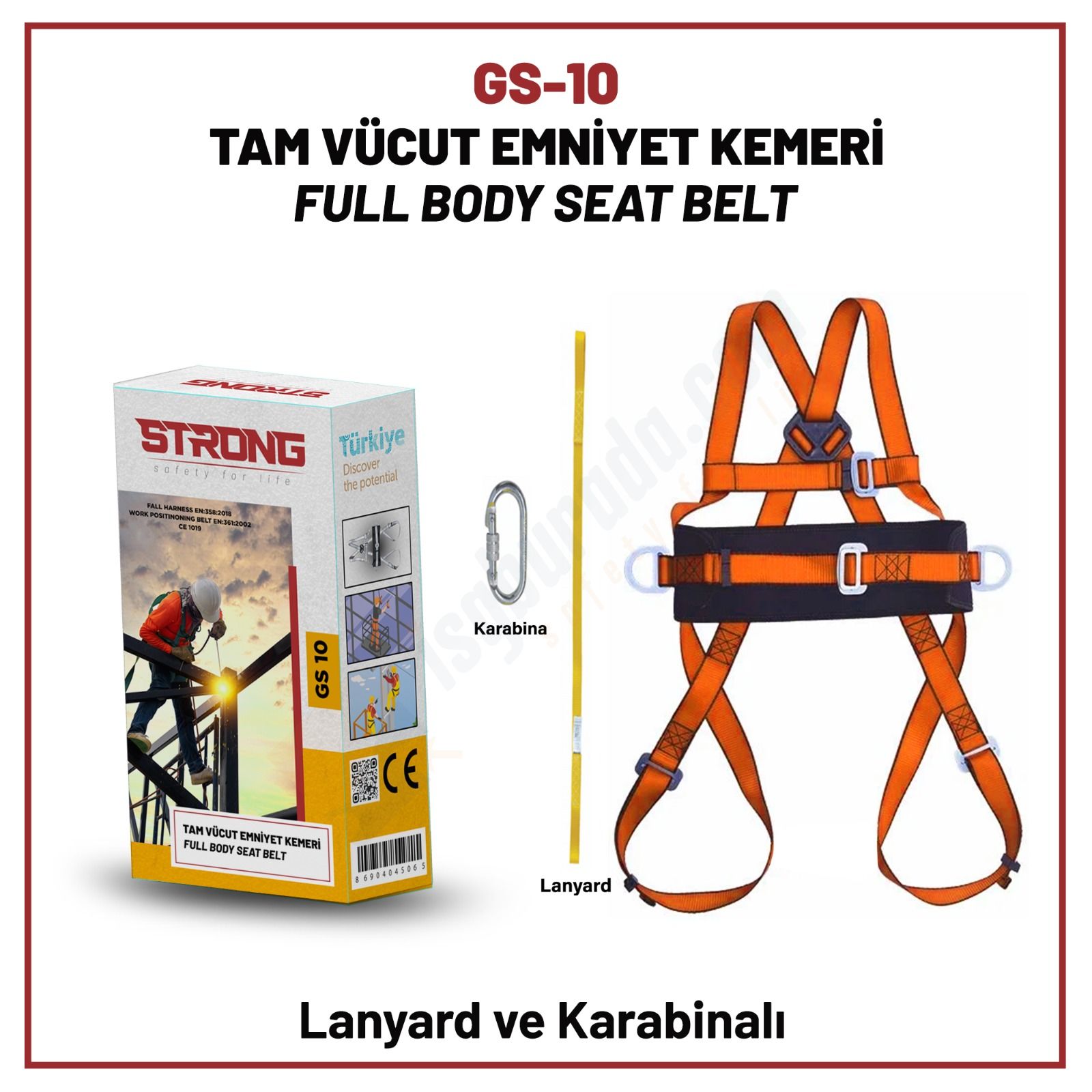 Strong Tam Vücut Bel Destekli Ayarlanabilir Paraşüt Tipi Emniyet Kemeri