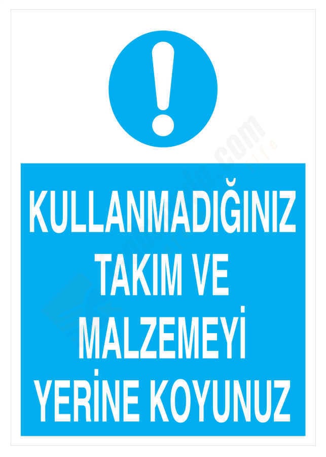 Kullanmadığınız Takım Ve Malzemeyi Yerine Koyunuz