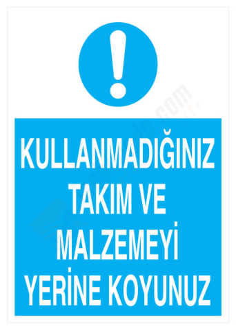 Kullanmadığınız Takım Ve Malzemeyi Yerine Koyunuz
