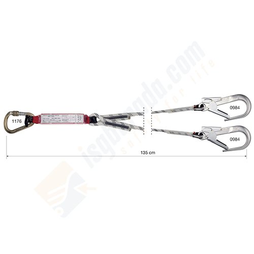 Camp 5040202 Şok Emicili Çift Bacaklı Lanyard 135 cm