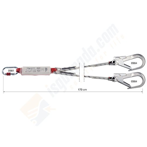 Camp 5030202 Şok Emicili Çift Bacak Lanyard 170cm (kanca karabina)