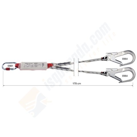 Camp 5030202 Şok Emicili Çift Bacak Lanyard 170cm (kanca karabina)