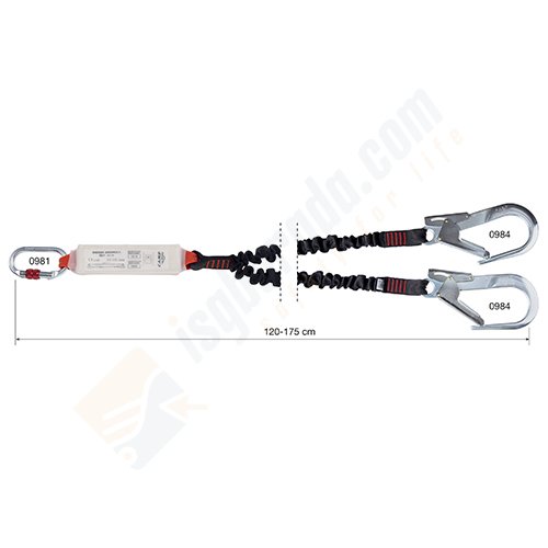 Camp 7030206 Şok Emicili Çift Bacaklı Lastikli Lanyard 60mm