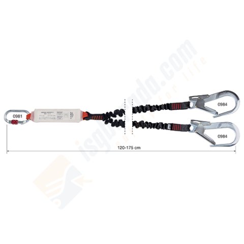 Camp 7030206 Şok Emicili Çift Bacaklı Lastikli Lanyard 60mm