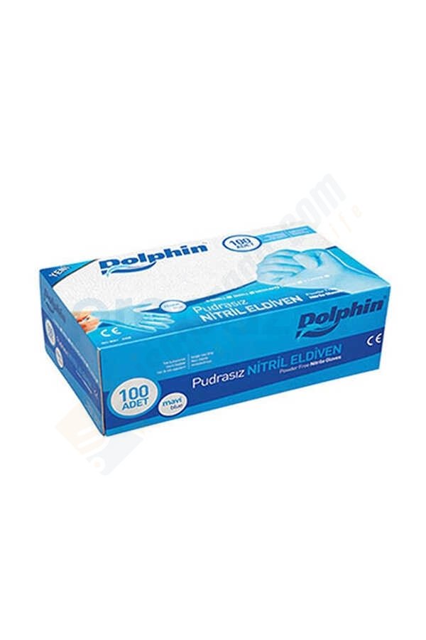 Dolphin Mavi Nitril Eldiven Pudrasız 100lü Paket