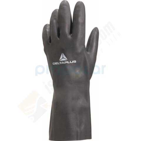 VE509 Neopren Kaplama Pamuk Floklu 33cm Siyah Kimyasal Koruyucu Eldiven