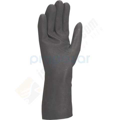 VE509 Neopren Kaplama Pamuk Floklu 33cm Siyah Kimyasal Koruyucu Eldiven